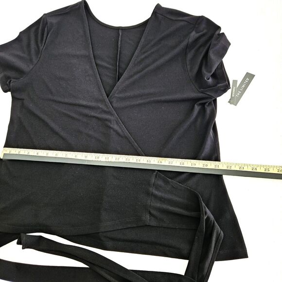 NWT THE LIMITED V-Neck Wrap Blouse Womens XL Black Stretchy Reversible Shirt $69 - Picture 5 of 9
